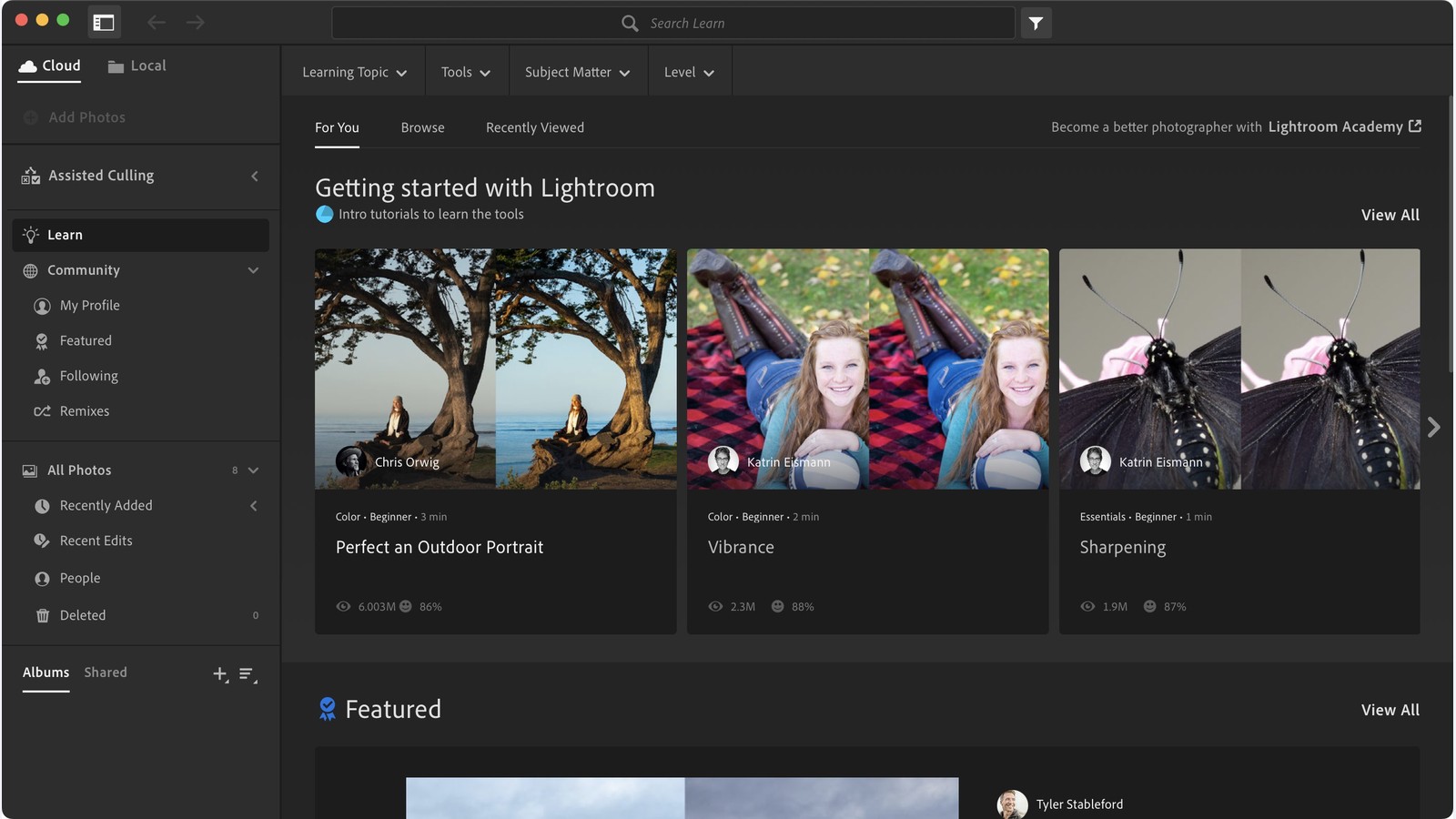Lightroom 照片调整界面